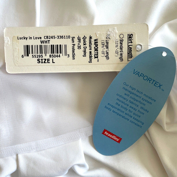 LUCKY IN LOVE Size Large White Pull-On Tiered Pleated Elastic Waist Skort NWT - Picture 6 of 8